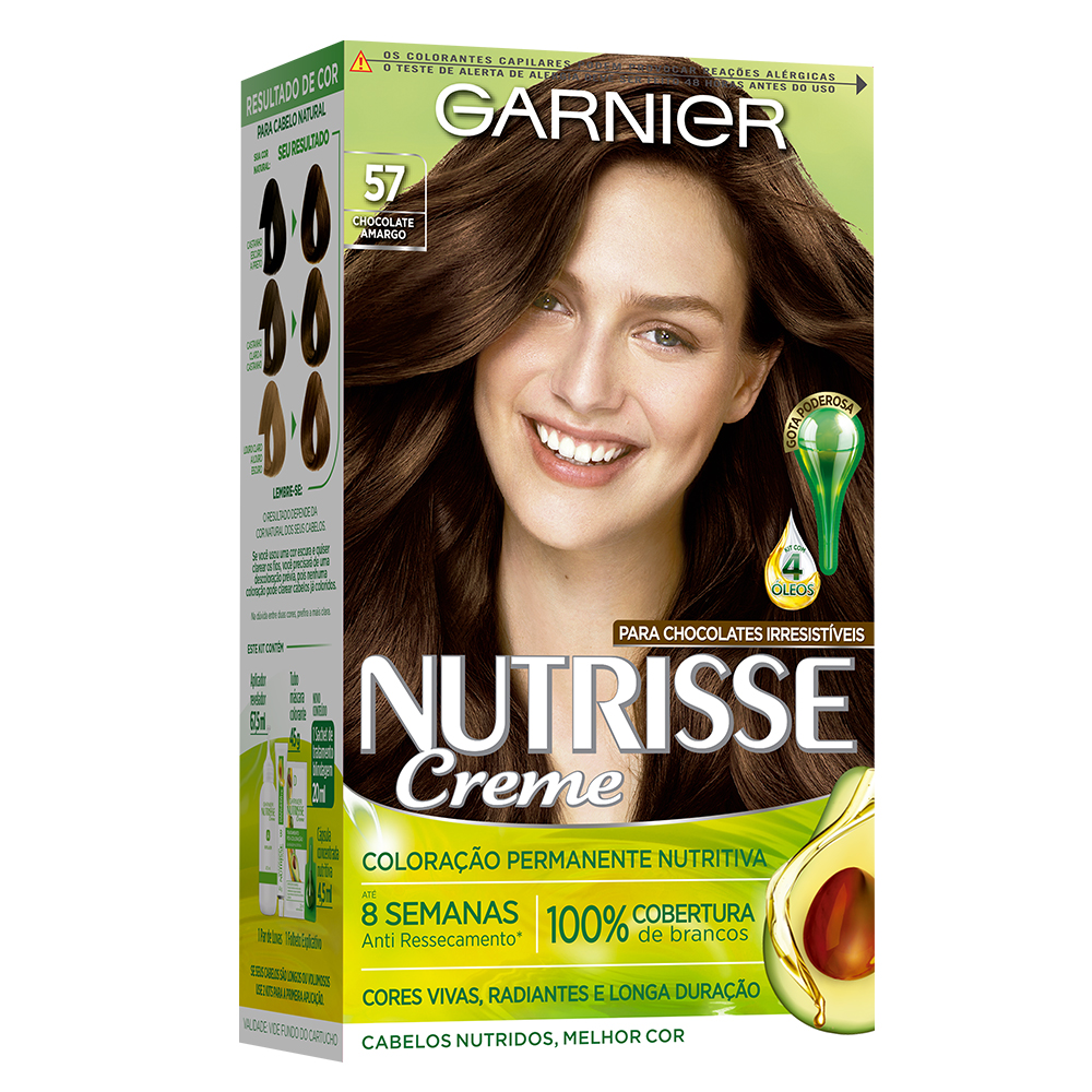 Coloração Permanente Garnier Nutrisse Kit Castanho Claro Dourado Acaju 57