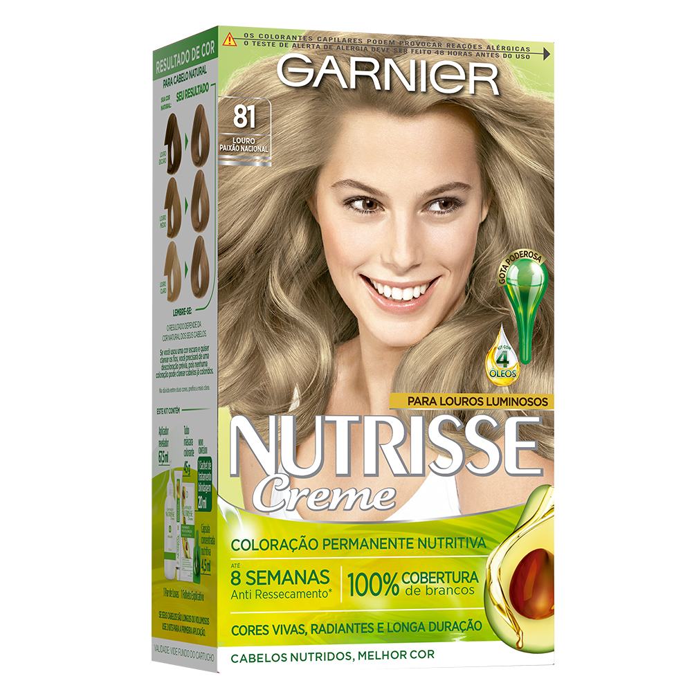 Coloração Permanente Garnier Nutrisse Kit Louro Cinza Claro 81