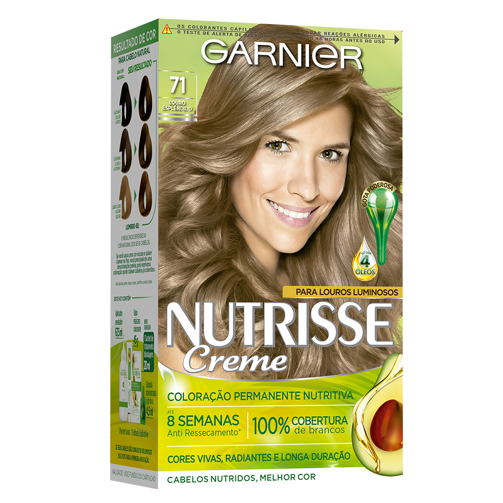 Coloração Permanente Garnier Nutrisse Kit Louro Cinza Médio 71