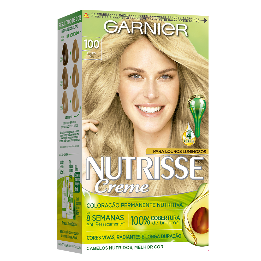 Coloração Permanente Garnier Nutrisse Kit Louro Claríssimo 100