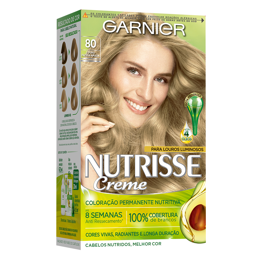 Coloração Permanente Garnier Nutrisse Kit Louro Claro 80