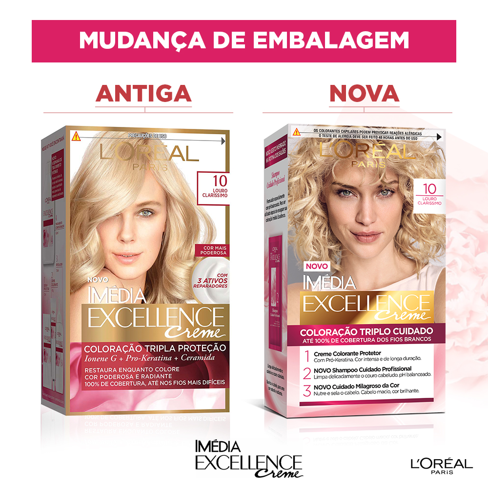 Coloração Permanente L'Oréal Imédia Excellence Kit Louro Claríssimo 10.0