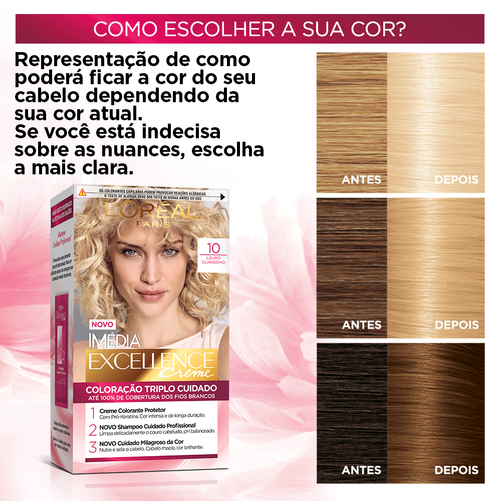 Coloração Permanente L'Oréal Imédia Excellence Kit Louro Claríssimo 10.0