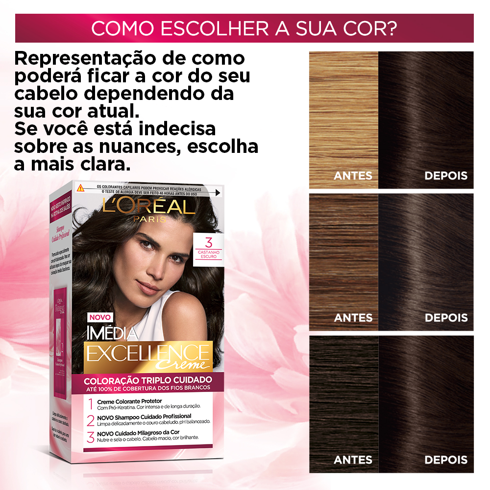 Coloração Permanente L'Oréal Imédia Excellence Kit Castanho Escuro 3.0
