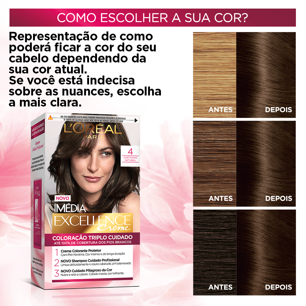 Coloração Permanente L'Oréal Imédia Excellence Kit Castanho Natural 4.0