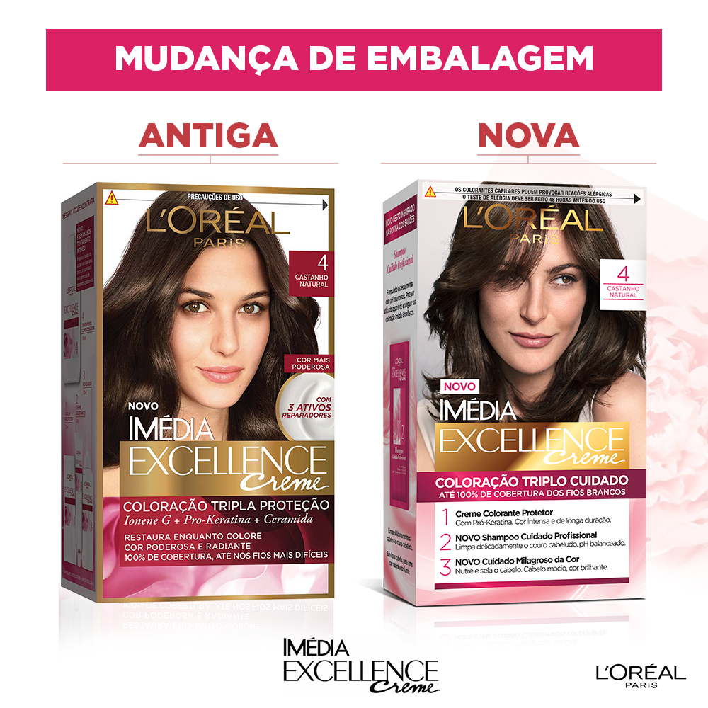 Coloração Permanente L'Oréal Imédia Excellence Kit Castanho Natural 4.0