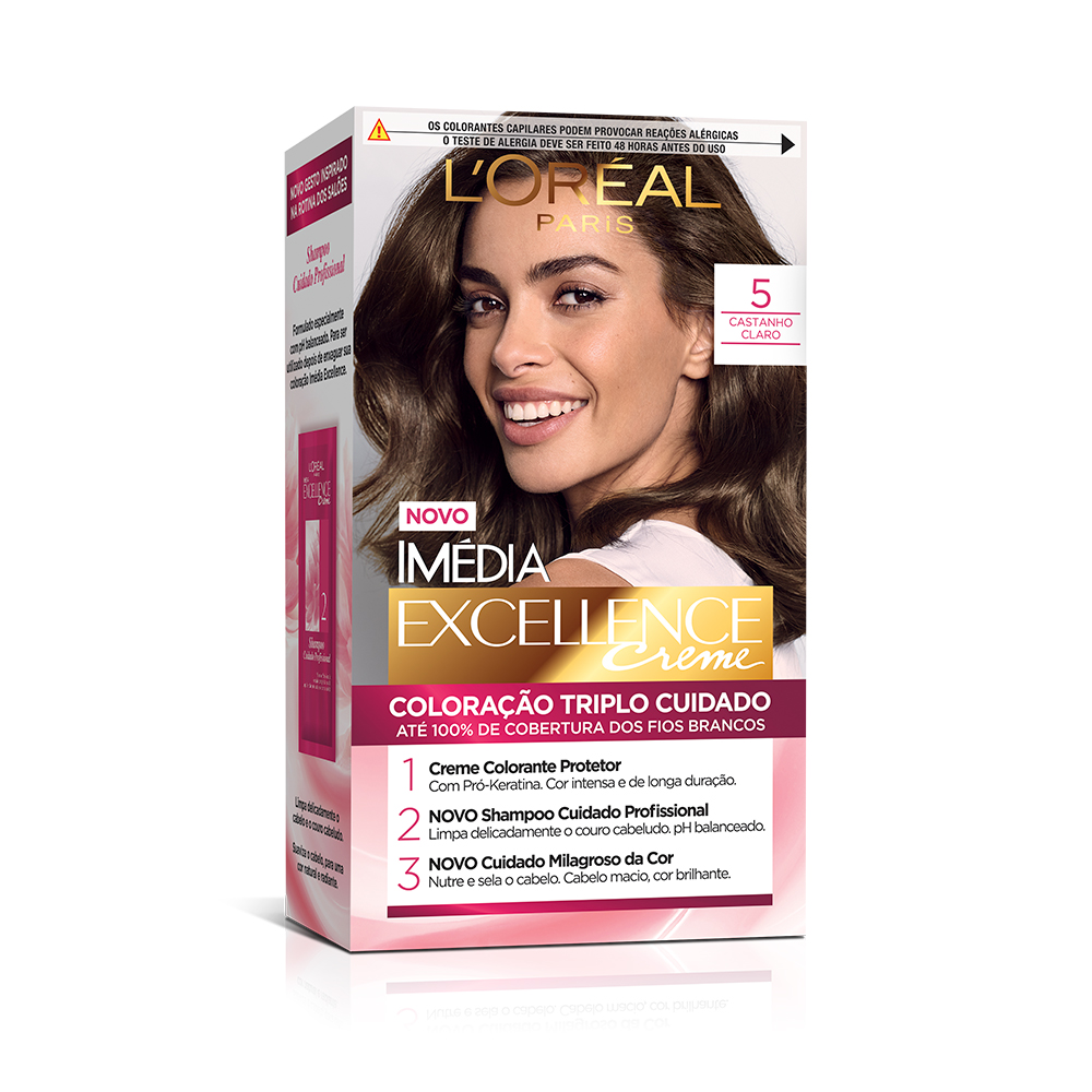 Coloração Permanente L'Oréal Imédia Excellence Kit Castanho Claro 5.0