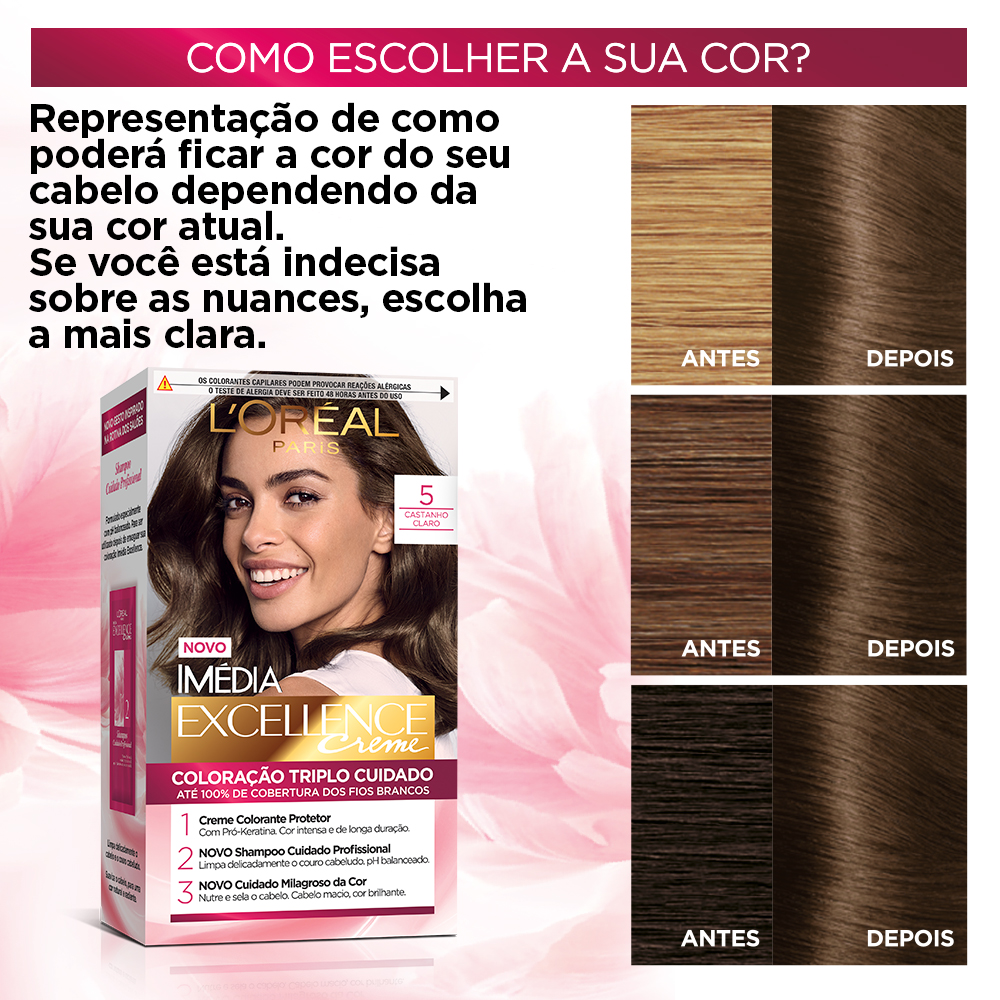 Coloração Permanente L'Oréal Imédia Excellence Kit Castanho Claro 5.0