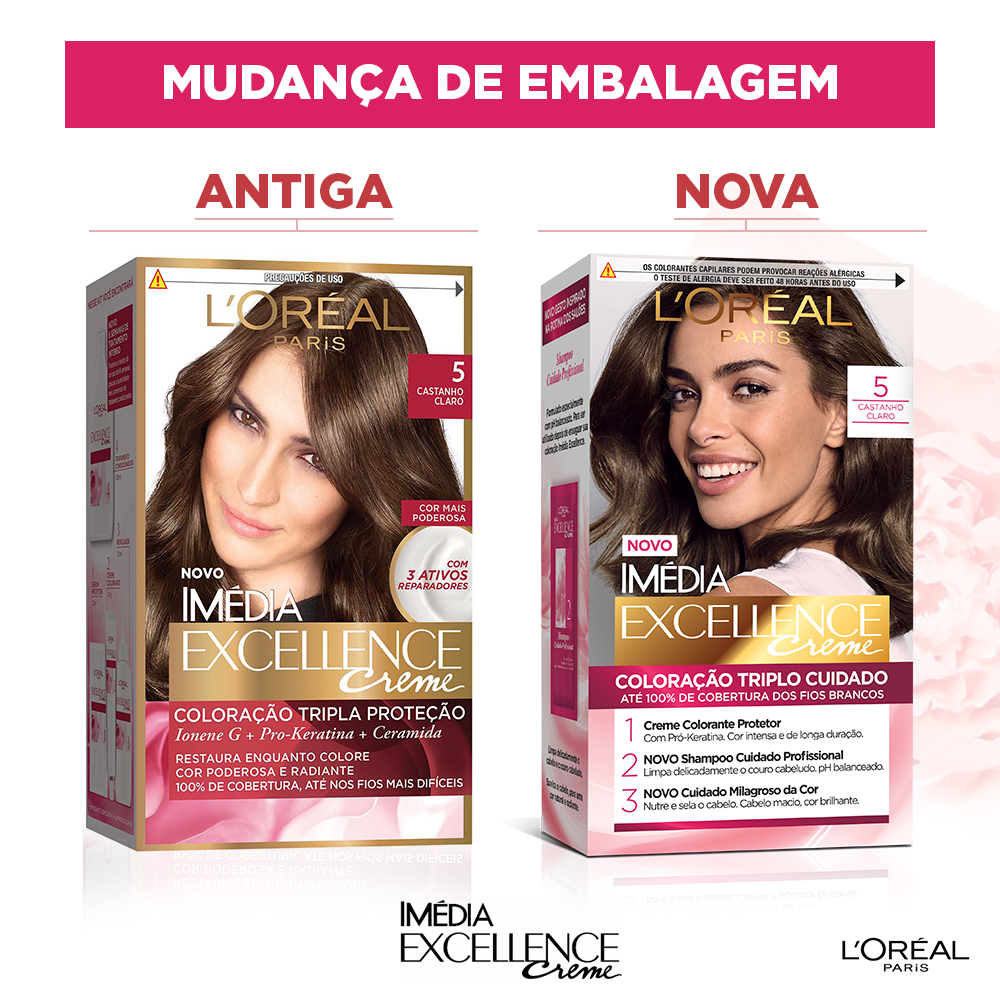 Coloração Permanente L'Oréal Imédia Excellence Kit Castanho Claro 5.0