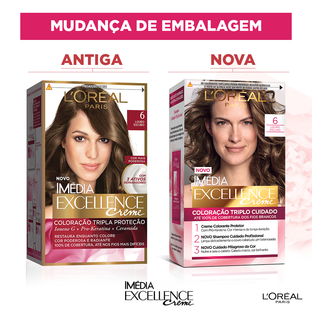 Coloração Permanente L'Oréal Imédia Excellence Kit Louro Escuro 6.0