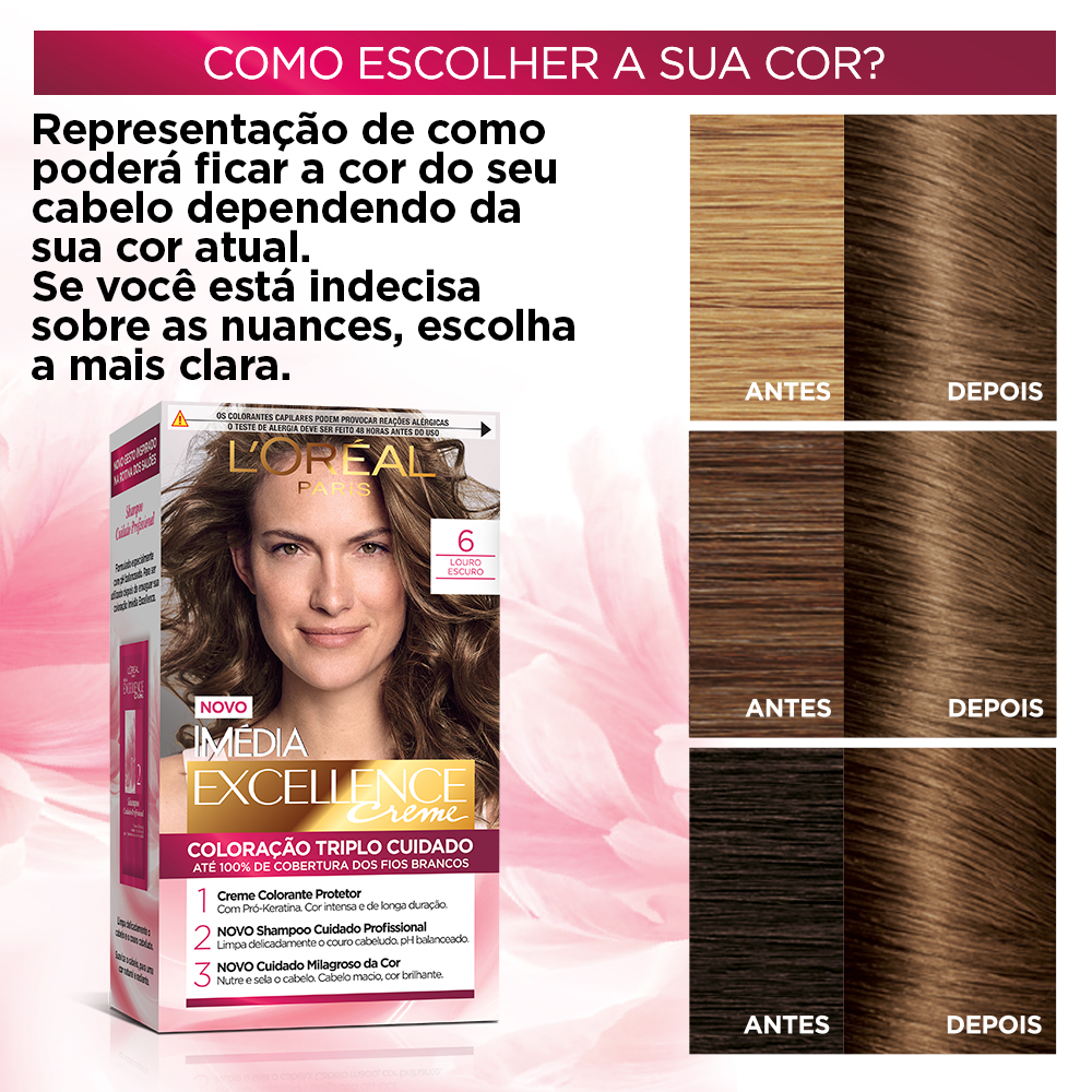 Coloração Permanente L'Oréal Imédia Excellence Kit Louro Escuro 6.0