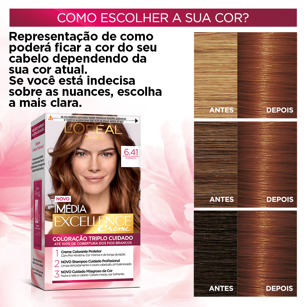 Coloração Permanente L'Oréal Imédia Excellence Kit Marrom 6.41