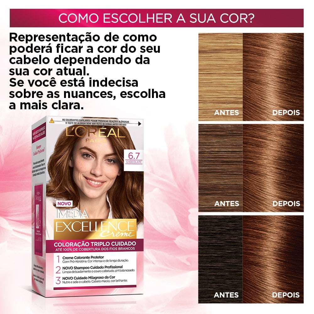 Coloração Permanente L'Oréal Imédia Excellence Kit Chocolate 6.7