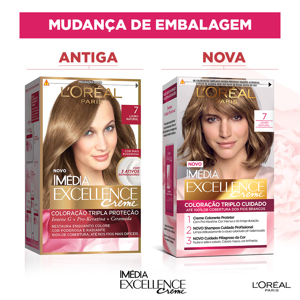 Coloração Permanente L'Oréal Imédia Excellence Kit Louro Natural 7.0