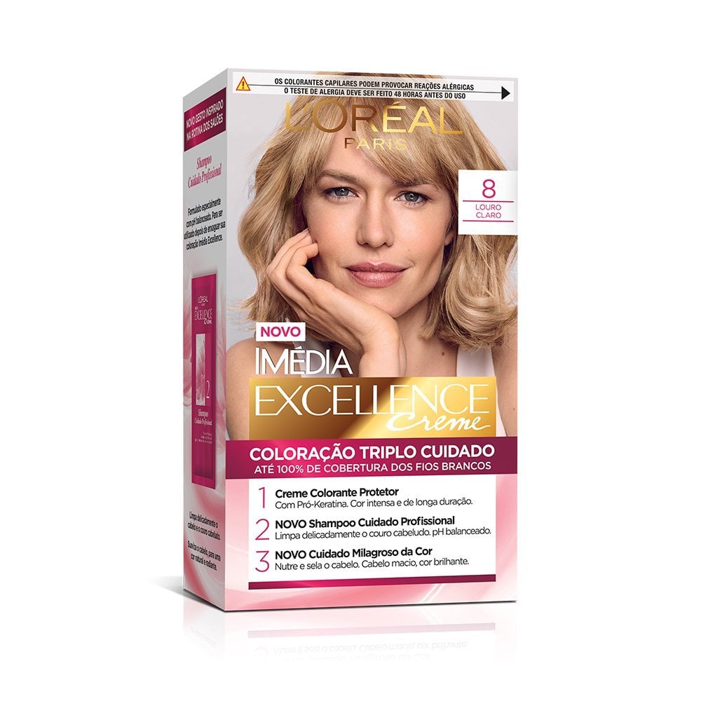 Coloração Permanente L'Oréal Imédia Excellence Kit Louro Claro 8.0