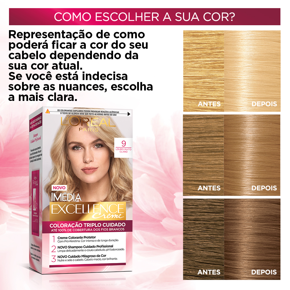 Coloração Permanente L'Oréal Imédia Excellence Kit Louro Muito Claro 9.0