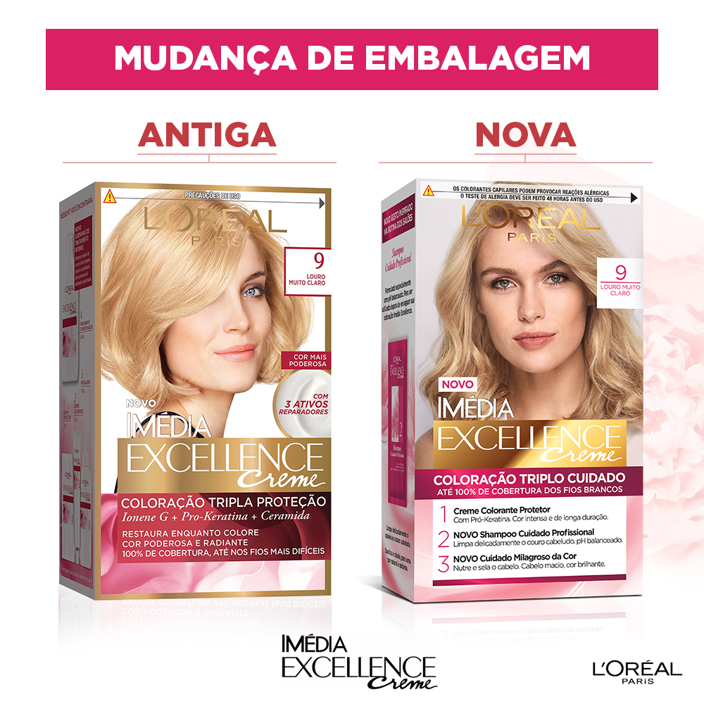 Coloração Permanente L'Oréal Imédia Excellence Kit Louro Muito Claro 9.0