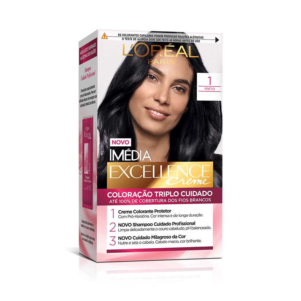 Coloração Permanente L'Oréal Imédia Excellence Kit Preto 1.0