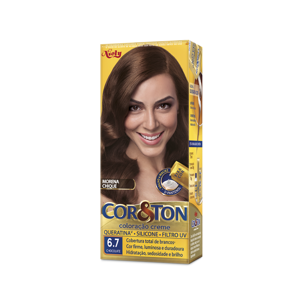 Coloração Permanente Niely Cor&Ton Kit Chocolate 6.7