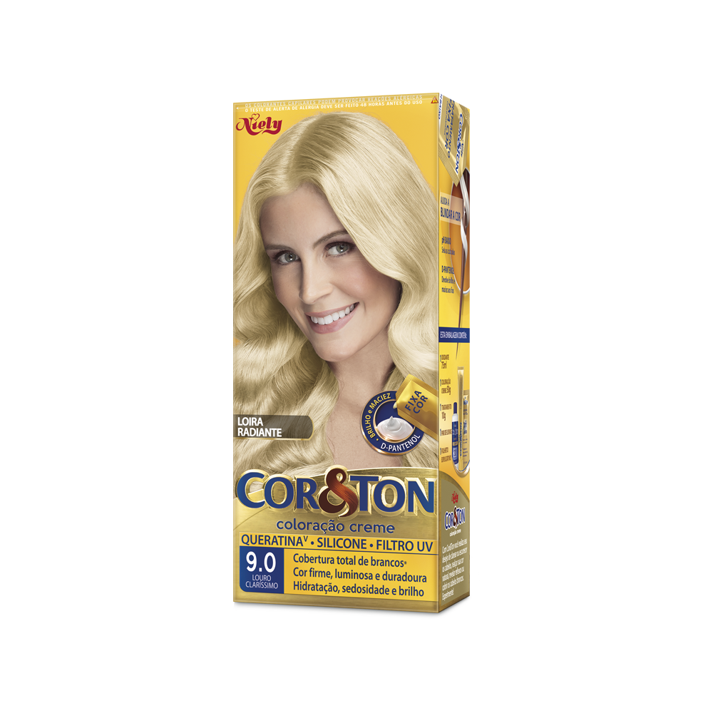 Coloração Permanente Niely Cor&Ton Kit Louro Claríssimo 9.0