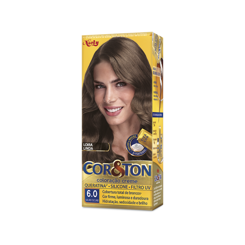 Coloração Permanente Niely Cor&Ton Kit Louro Escuro 6.0