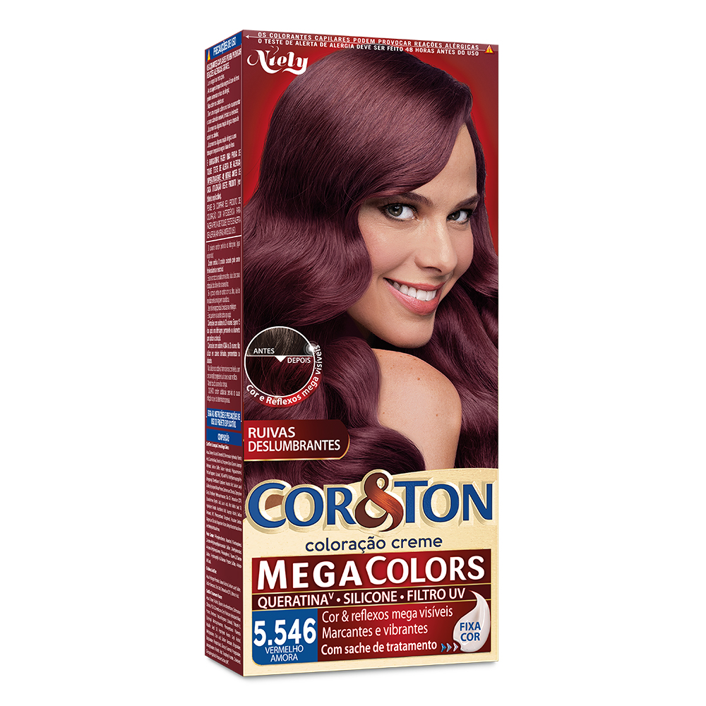 Coloração Permanente Niely Cor&Ton Kit Vermelho Amora 5.546