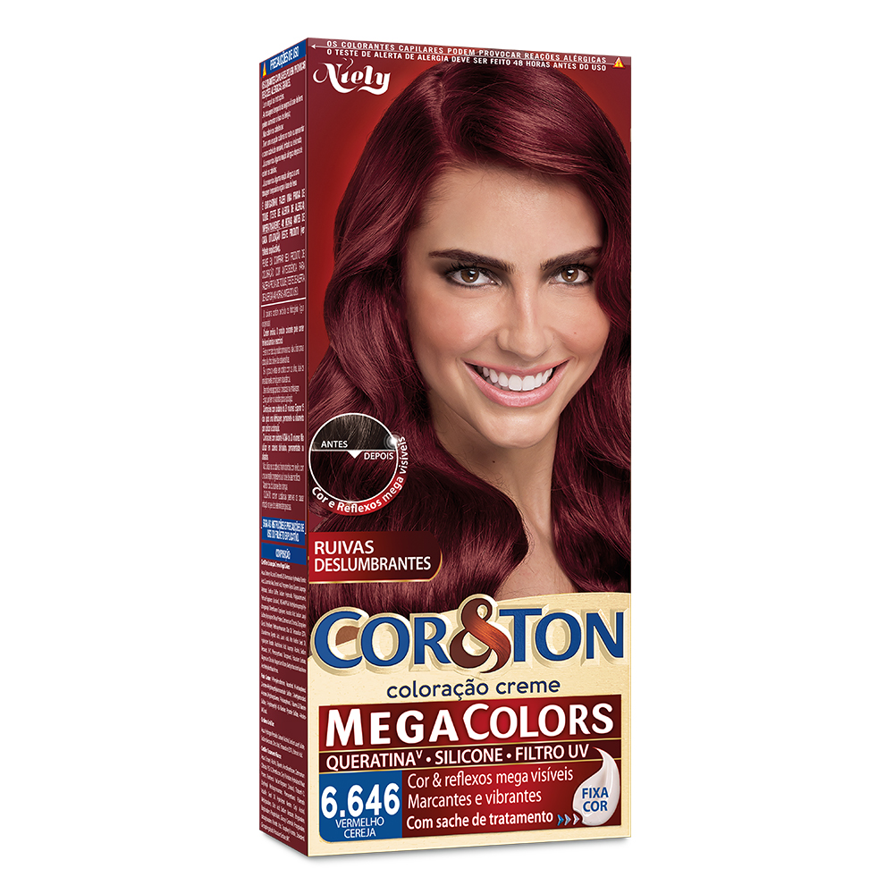 Coloração Permanente Niely Cor&Ton Kit Vermelho Cereja 6.646