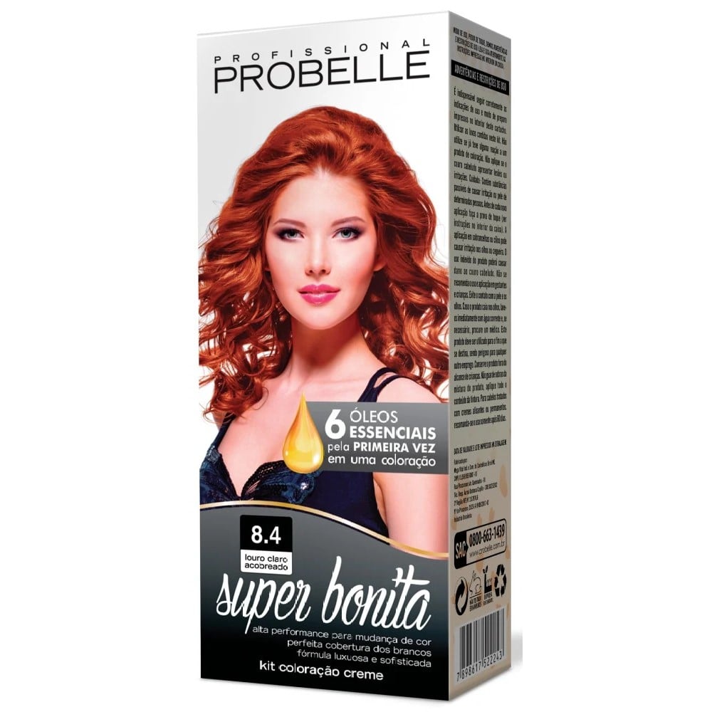 Coloração Probelle Super Bonita Louro Claro Acobreado 8.4