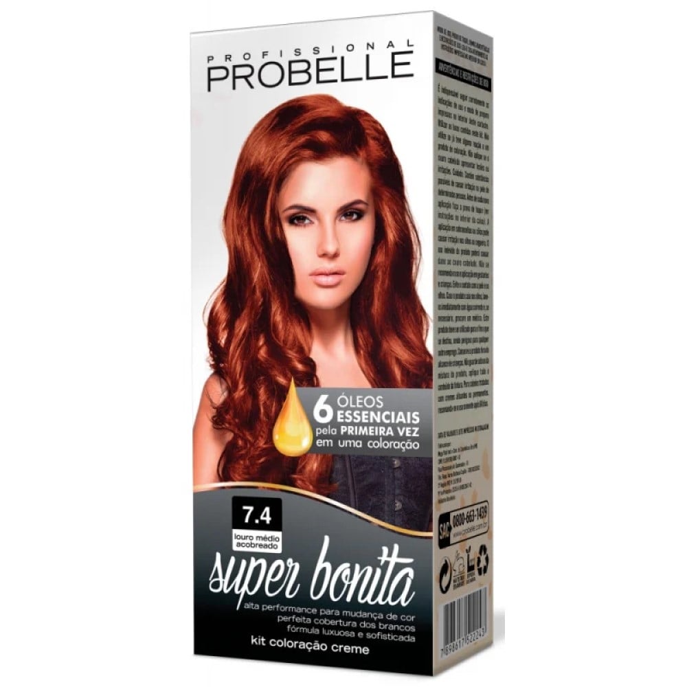 Coloração Probelle Super Bonita Louro Médio Acobreado 7.4