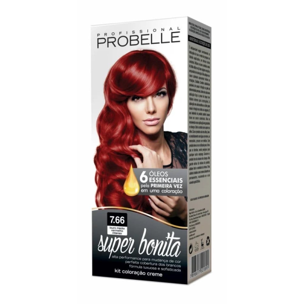 Coloração Probelle Super Bonita Louro Médio Vermelho Intenso 7.66