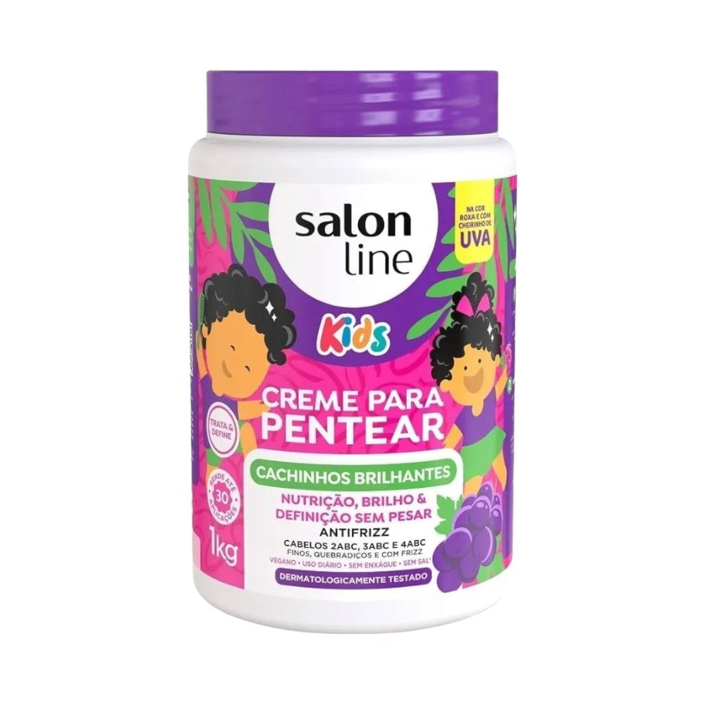 Creme para Pentear Salon Line Kids Uva Cachinhos Brilhantes 1kg
