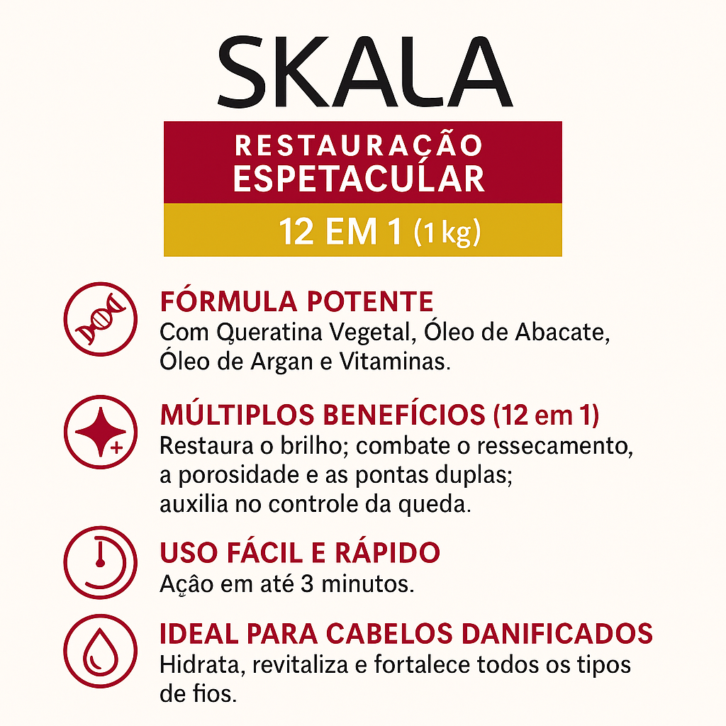Creme de Tratamento Skala Restauração Espetacular 12 em 1 1000g