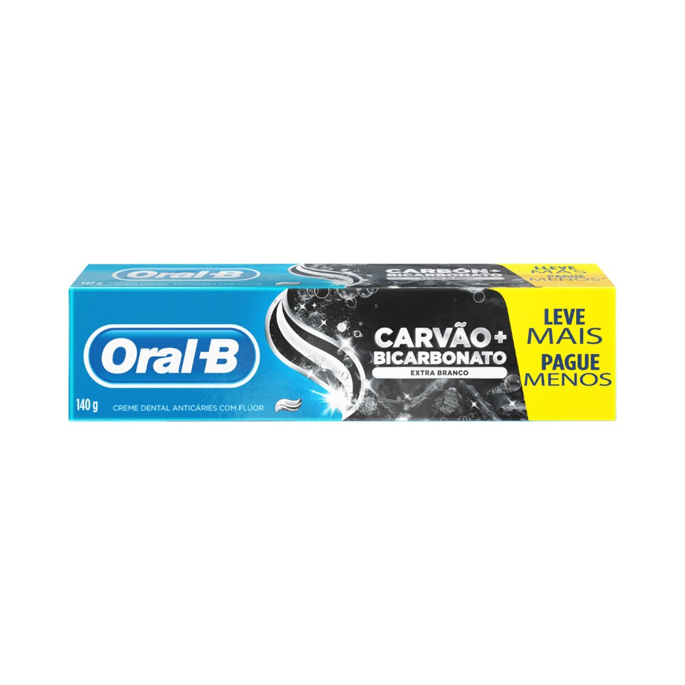 Creme Dental Oral-B Extra Branco Carvão + Bicarbonato 140g