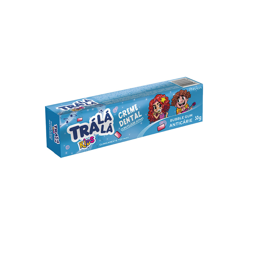 Creme Dental Trá Lá Lá Kids Bubble Gum com Flúor 50g