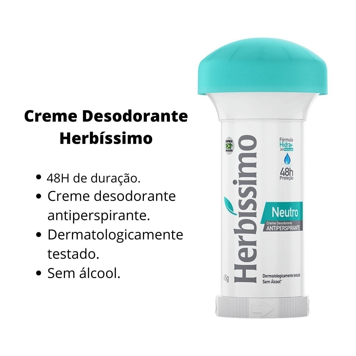 Creme Desodorante Antiperspirante Herbíssimo Stick Clinical Men 45g