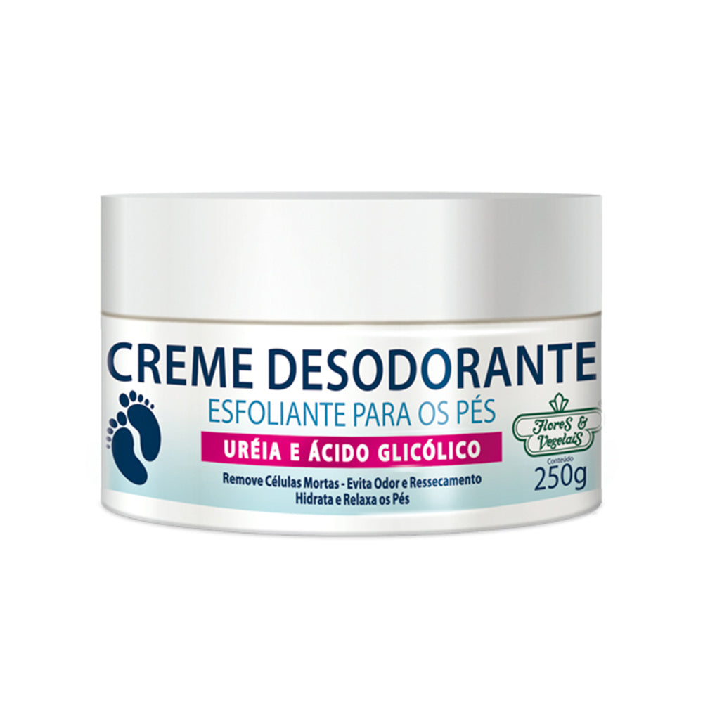 Creme Esfoliante para os Pés Flores & Vegetais Uréia e Ácido Glicólico 250g