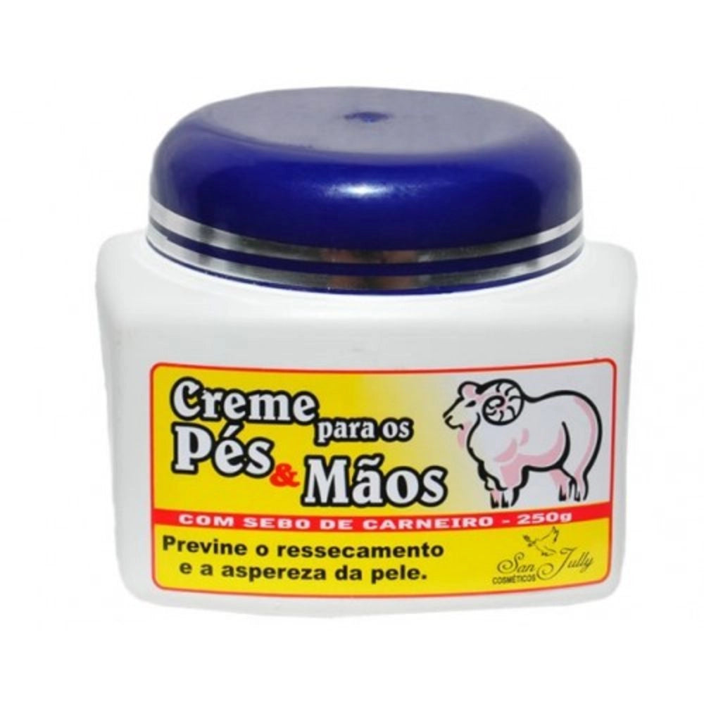 Creme Hidratante San Jully para Pés e Mãos com Sebo de Carneiro Pote 240g