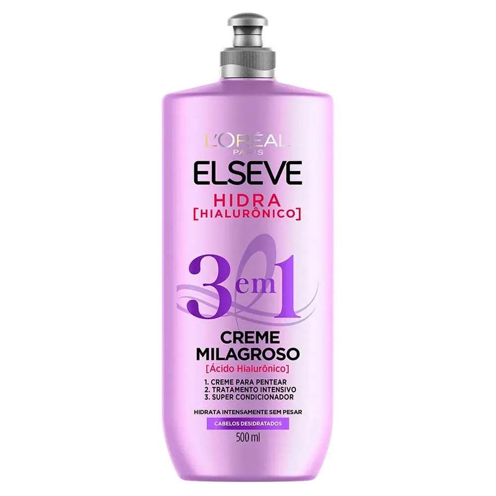 Creme Milagroso 3 em 1 L'Oréal Paris Elseve Hidra Hialurônico 500ml