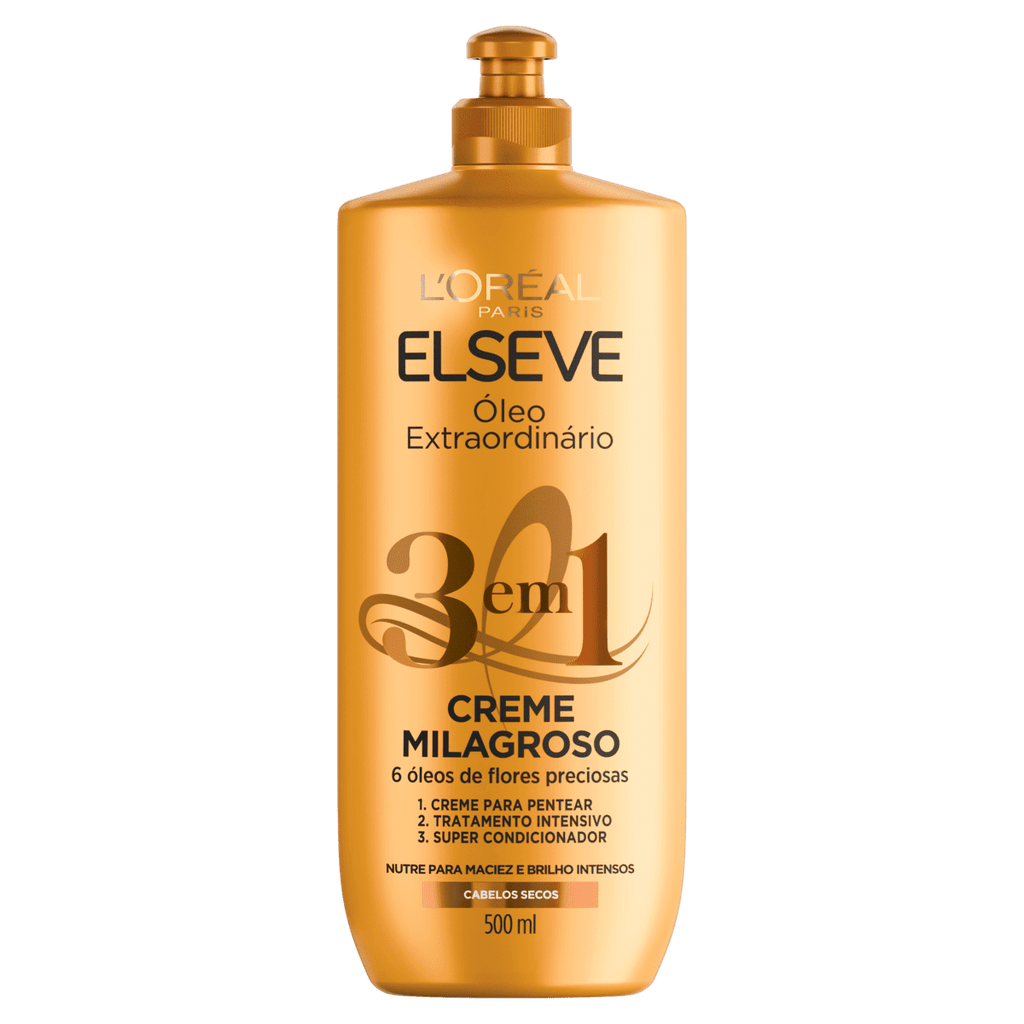 Creme Milagroso 3 em 1 L'Oréal Paris Elseve Óleo Extraordinário 500ml