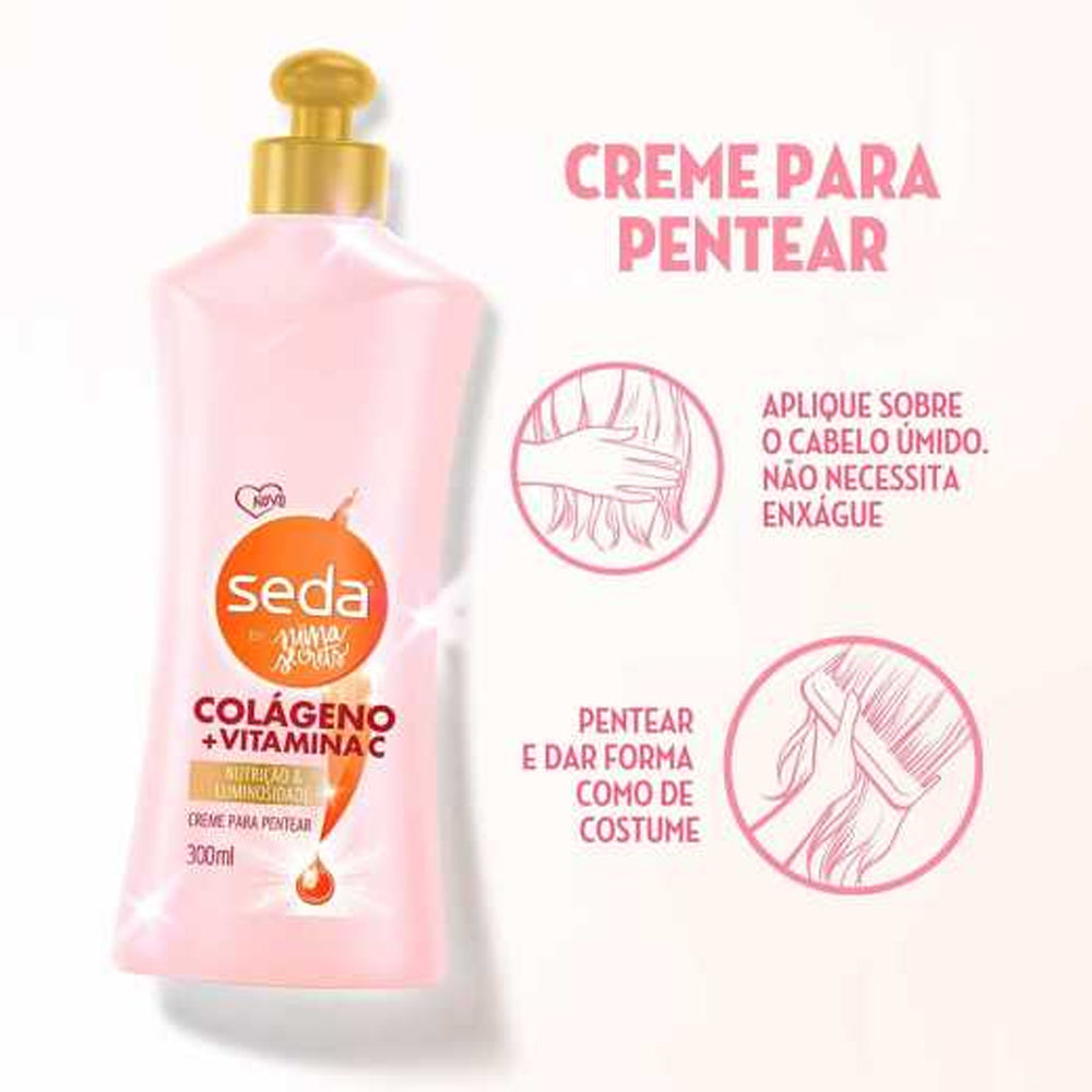 Creme para Pentear Seda by Niina Secrets Colágeno e Vitamina C 300ml