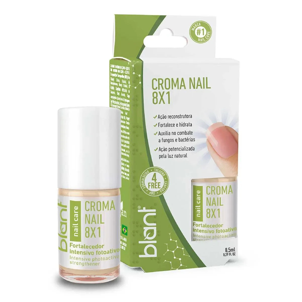 Esmalte Croma Nail 8x1 Blant 8,5ml Hipoalergênico Vegano