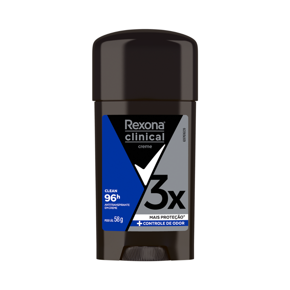 Desodorante Creme Rexona Clinical 96h Masculino Clean 58 g