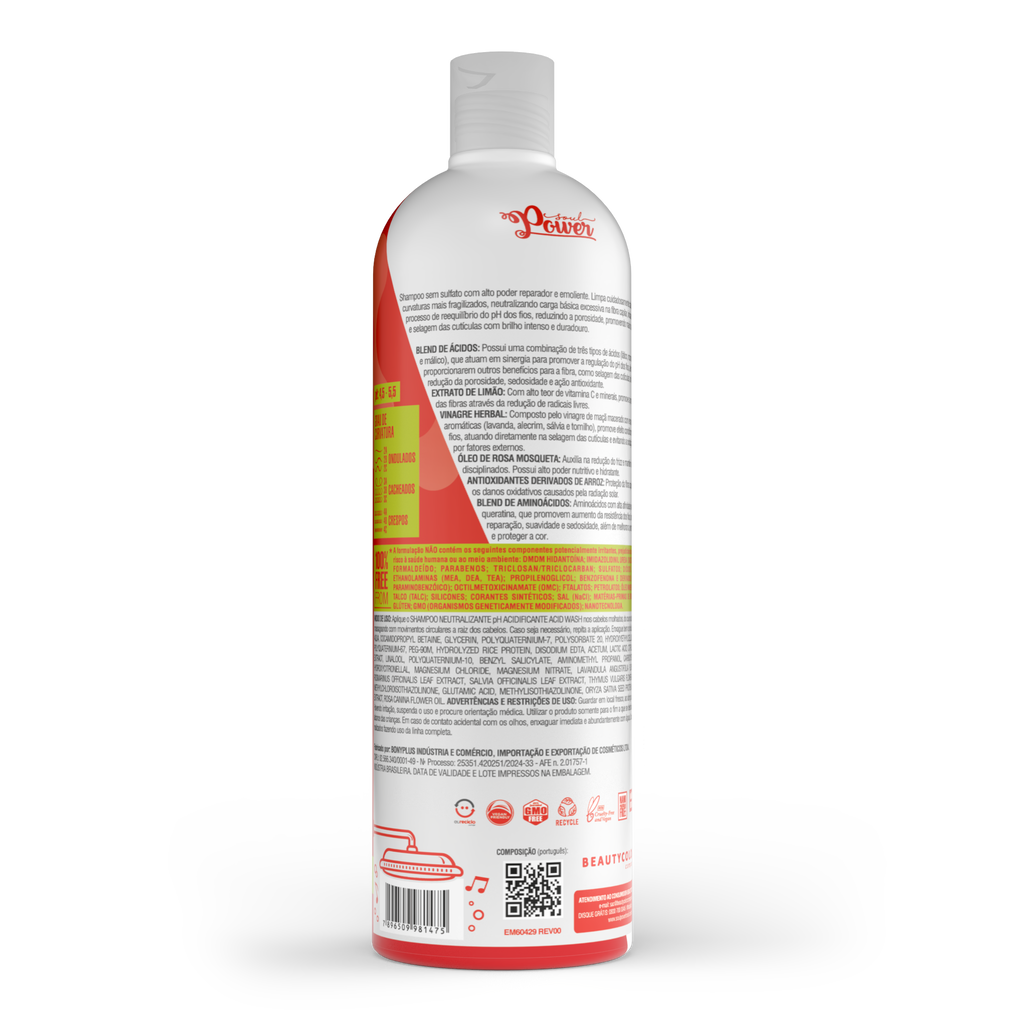 Shampoo Soul Power Acid Wash Neutralizante pH Acidificante 315ml