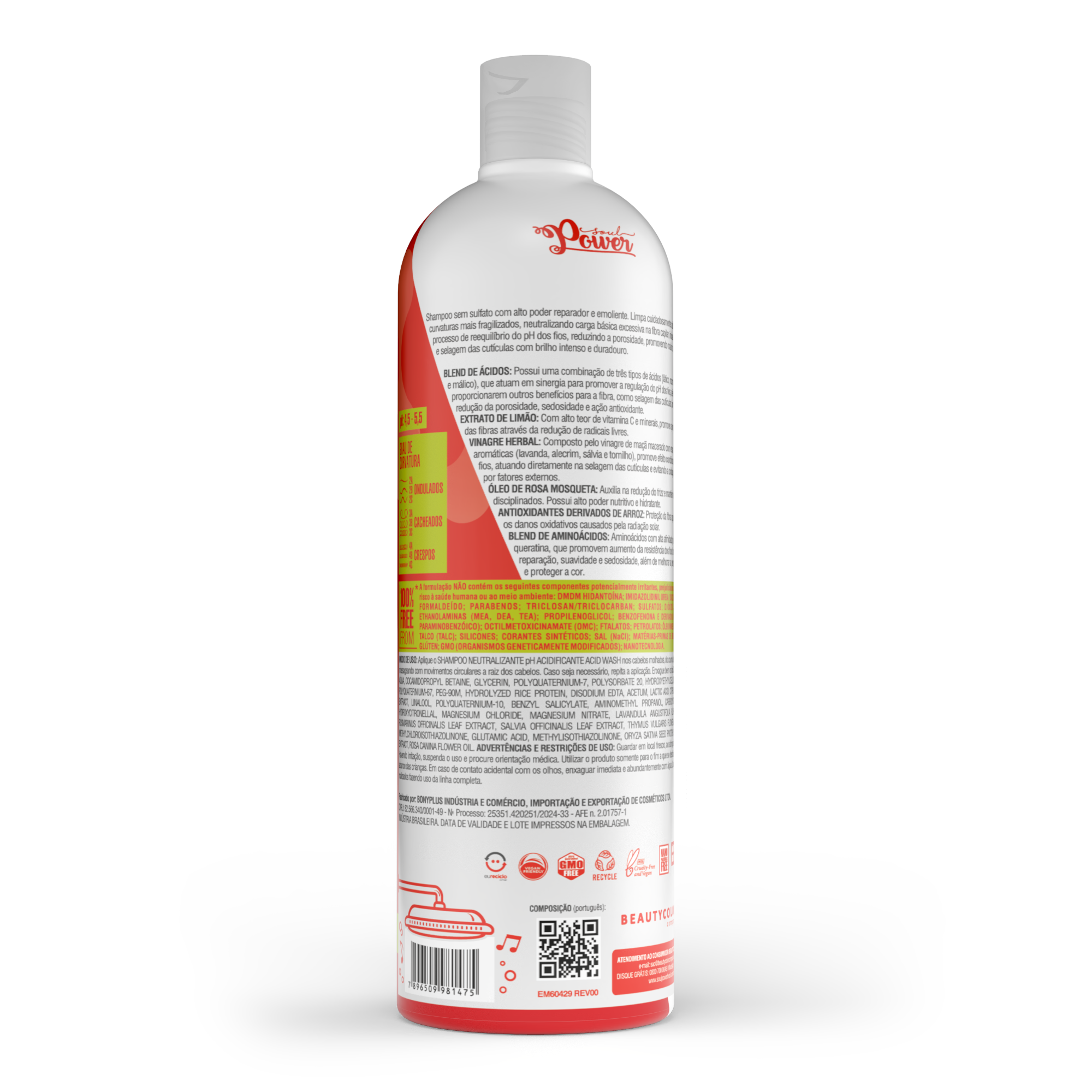Shampoo Soul Power Acid Wash Neutralizante pH Acidificante 315ml