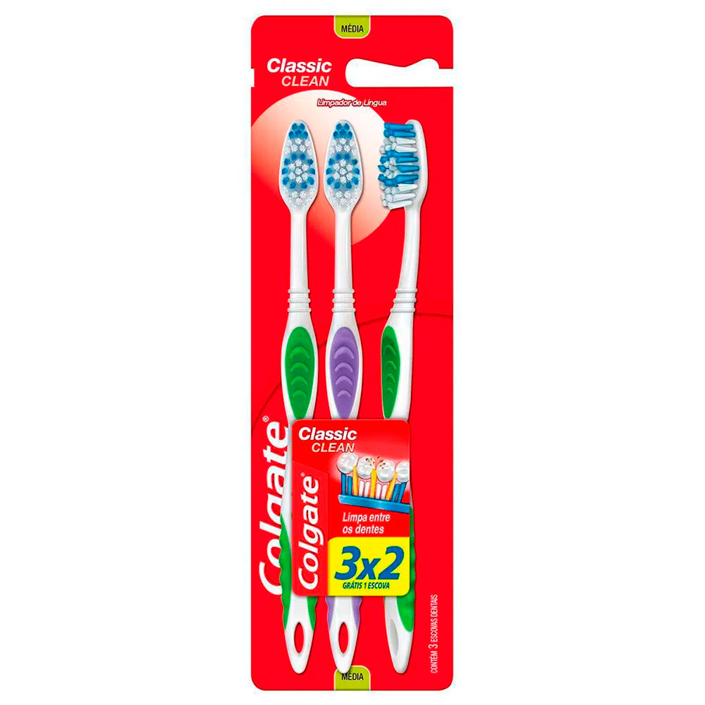 Escova Dental Colgate Classic Clean 3 Unidades