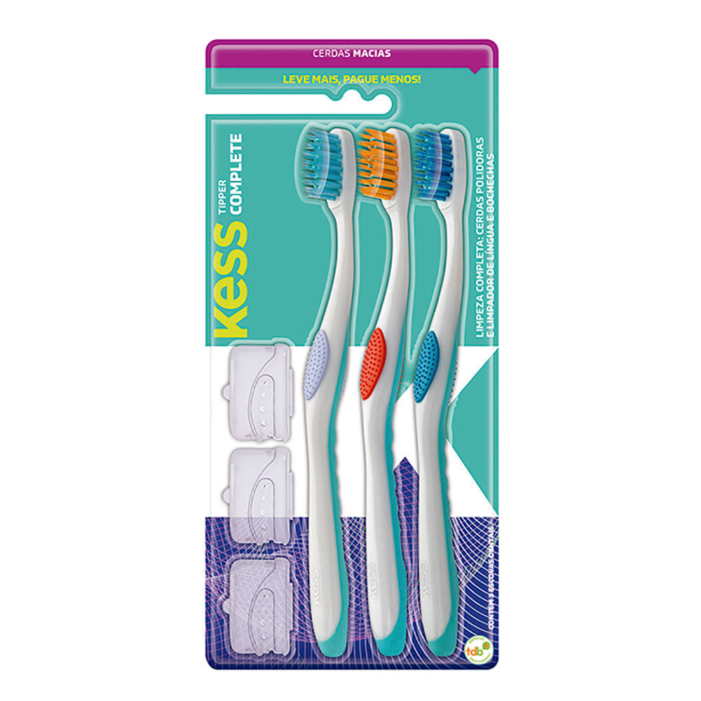 Escova Dental Kess Plus Macia 3 Unidades