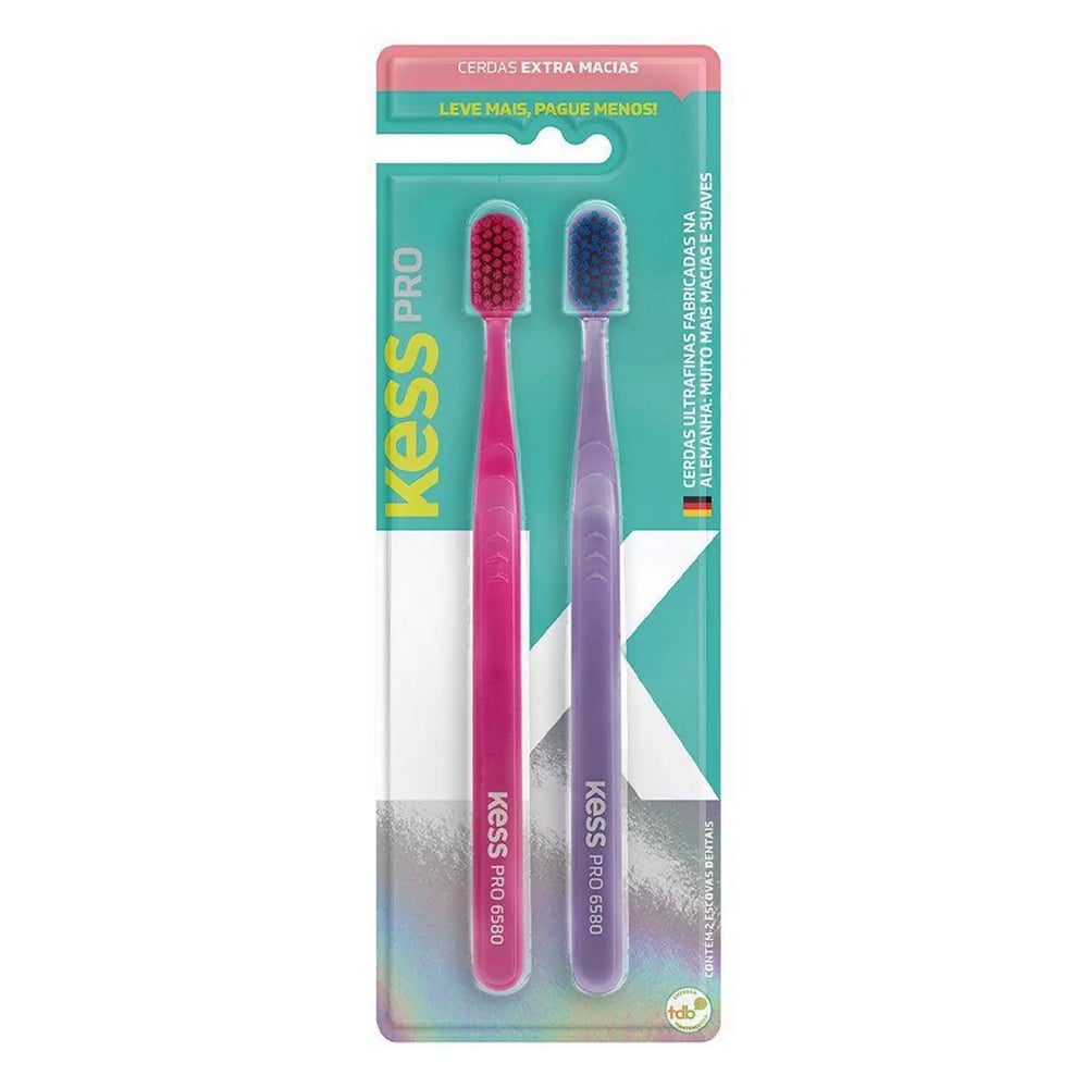 Escova Dental Kess Pro 10K Extra Macia Pack com 2 Unidades