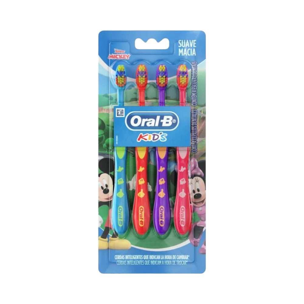 Escova Dental Oral-B Kids Suave Macia Mickey 4 Unidades