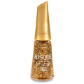 Esmalte Risqué Livre para Brilhar Glitter Dourado Chega e Arrasa 8ml