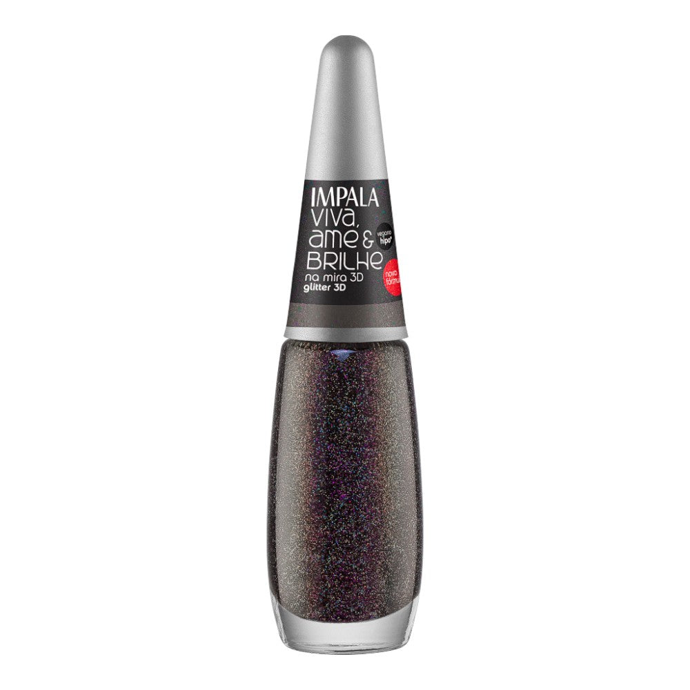 Esmalte Impala Viva, Ame e Brilhe Glitter 3D Na Mira 7,5ml
